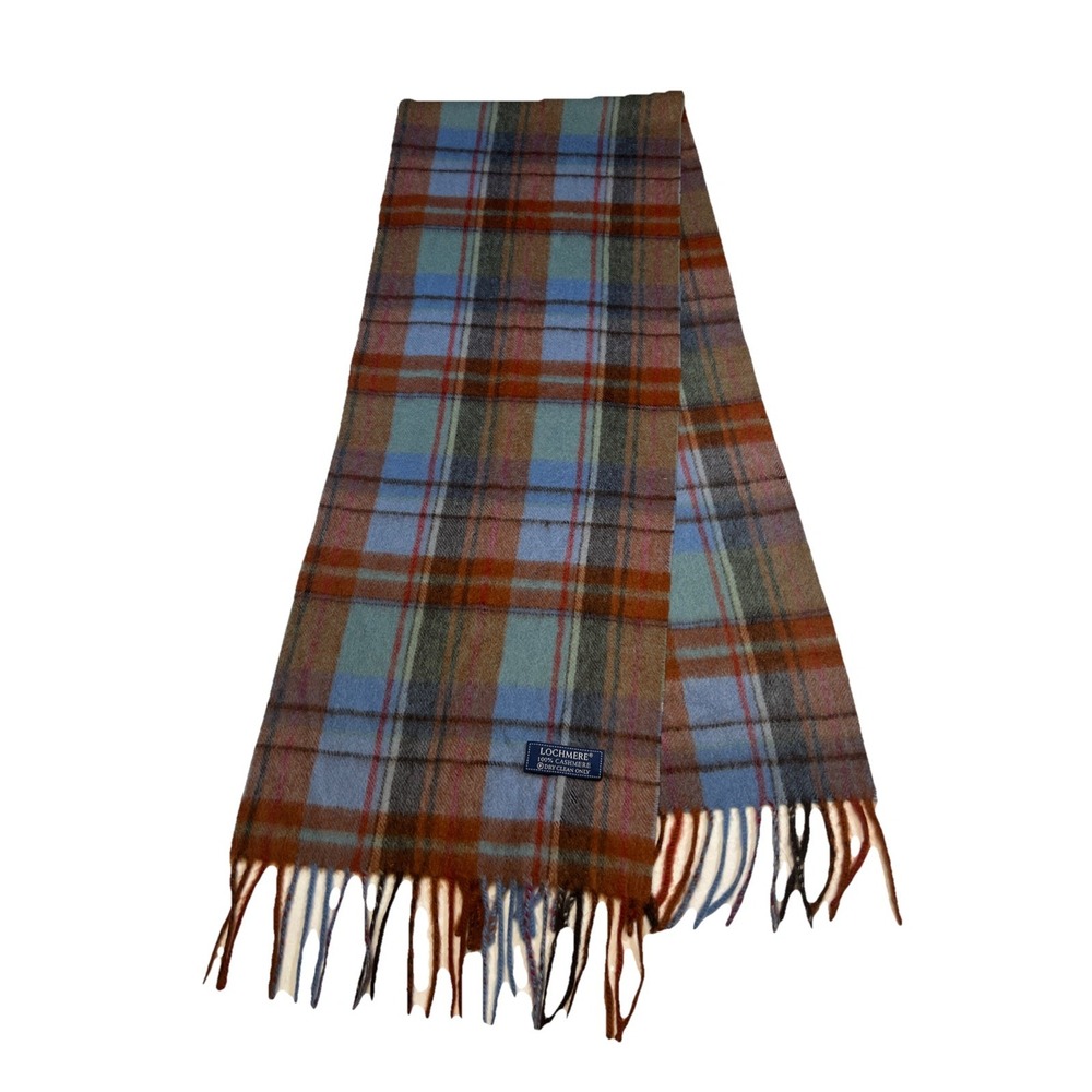 Lochmere Cashmere Scarf Plaid Black Blue